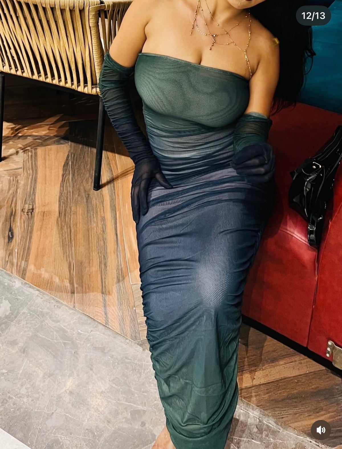 Tube dress with gloves