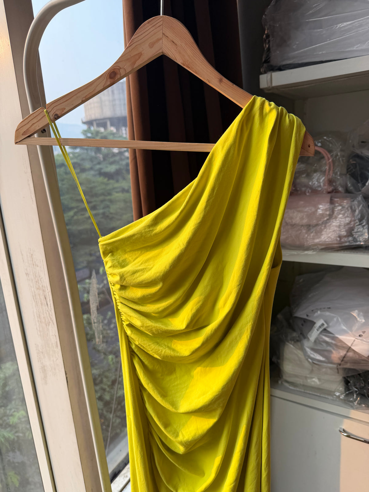 Zara ruched neon dress