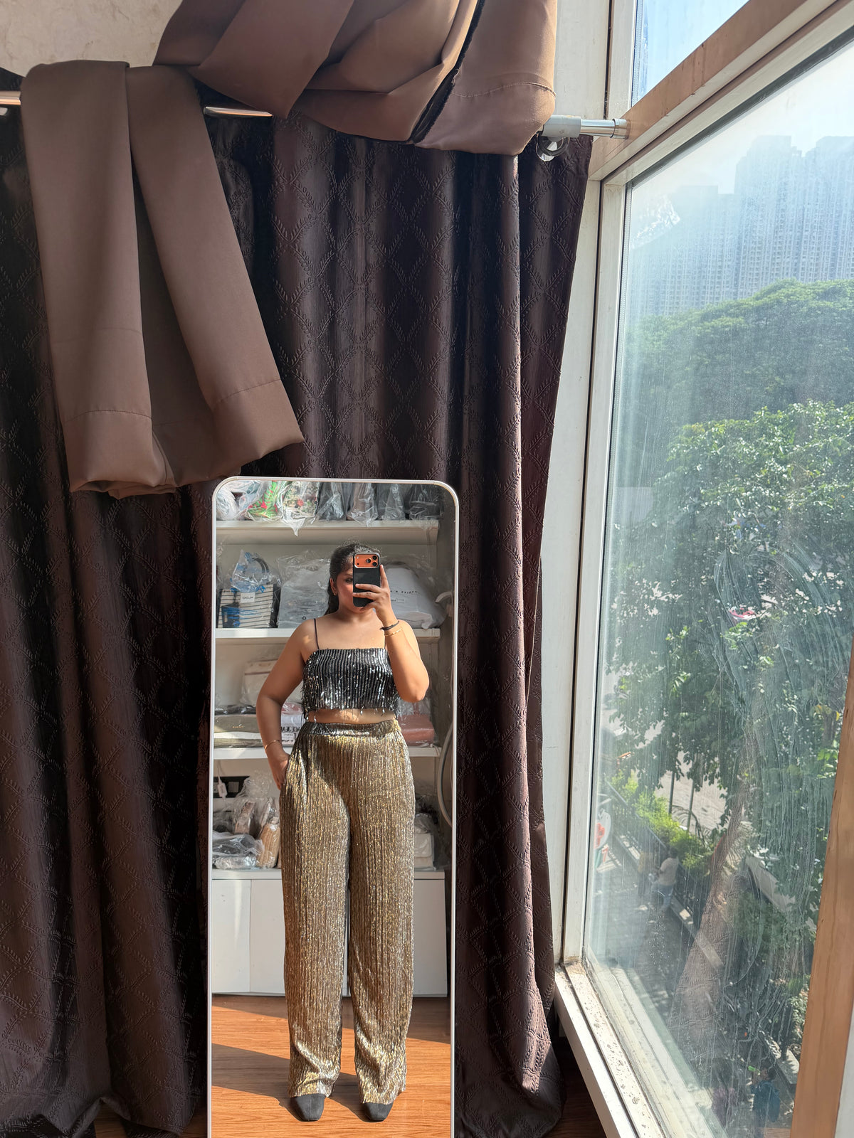 KIABI METALLIC PANT WITH LINING