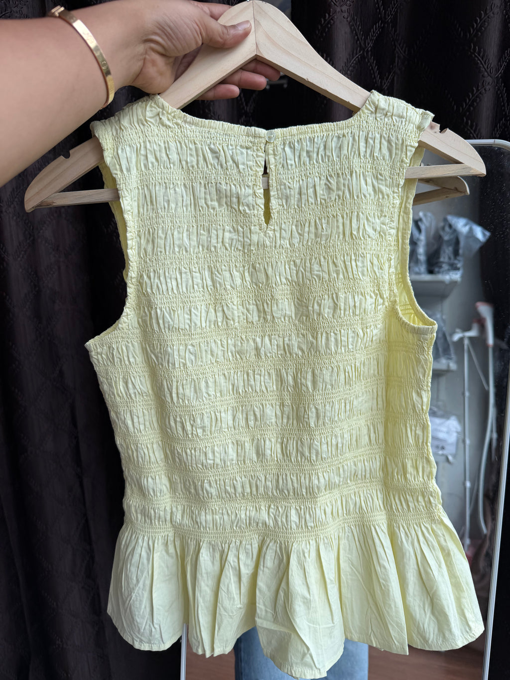 ARGOS BUTTER YELLOW SHIRRED TOP
