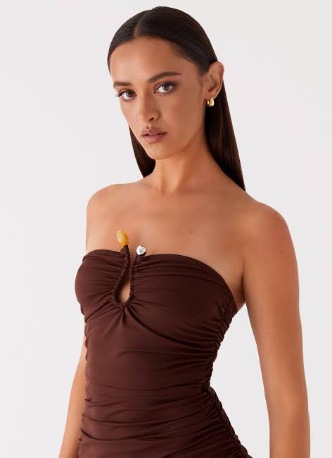 RUCHED BANDEAU MAXI DRESS