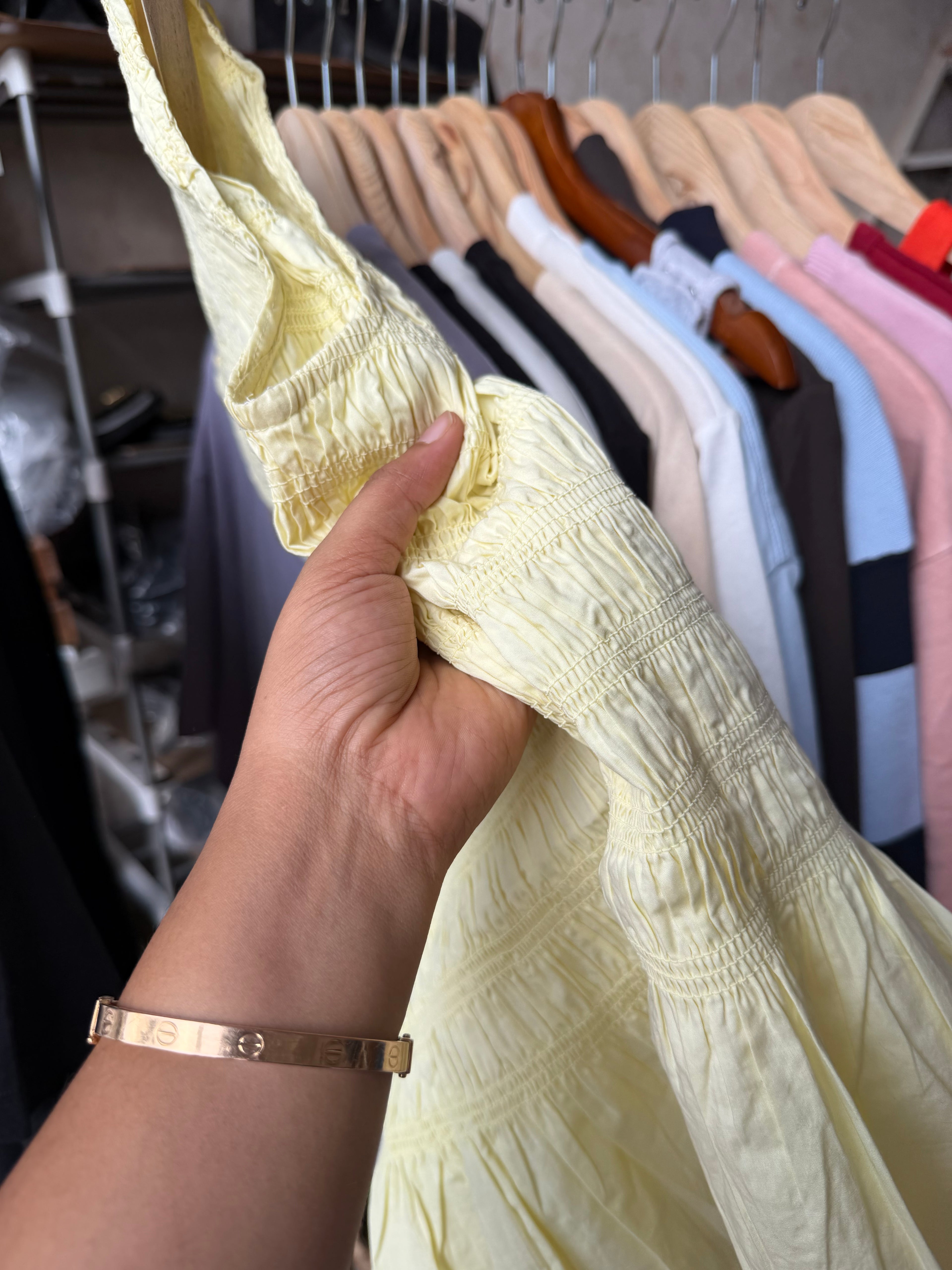 ARGOS BUTTER YELLOW SHIRRED TOP