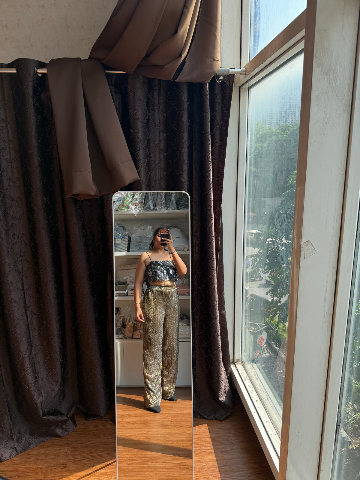 KIABI METALLIC PANT WITH LINING