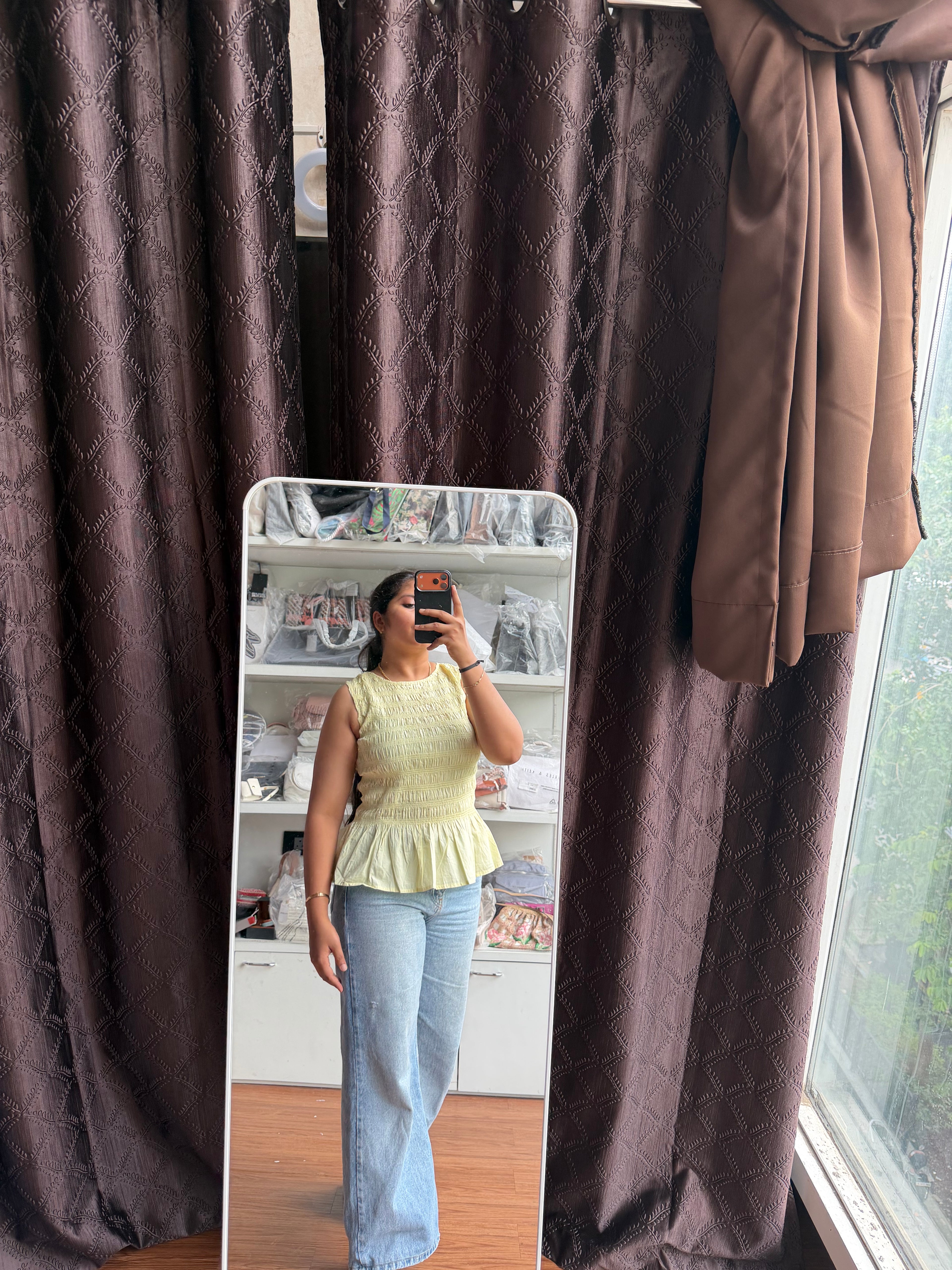 ARGOS BUTTER YELLOW SHIRRED TOP