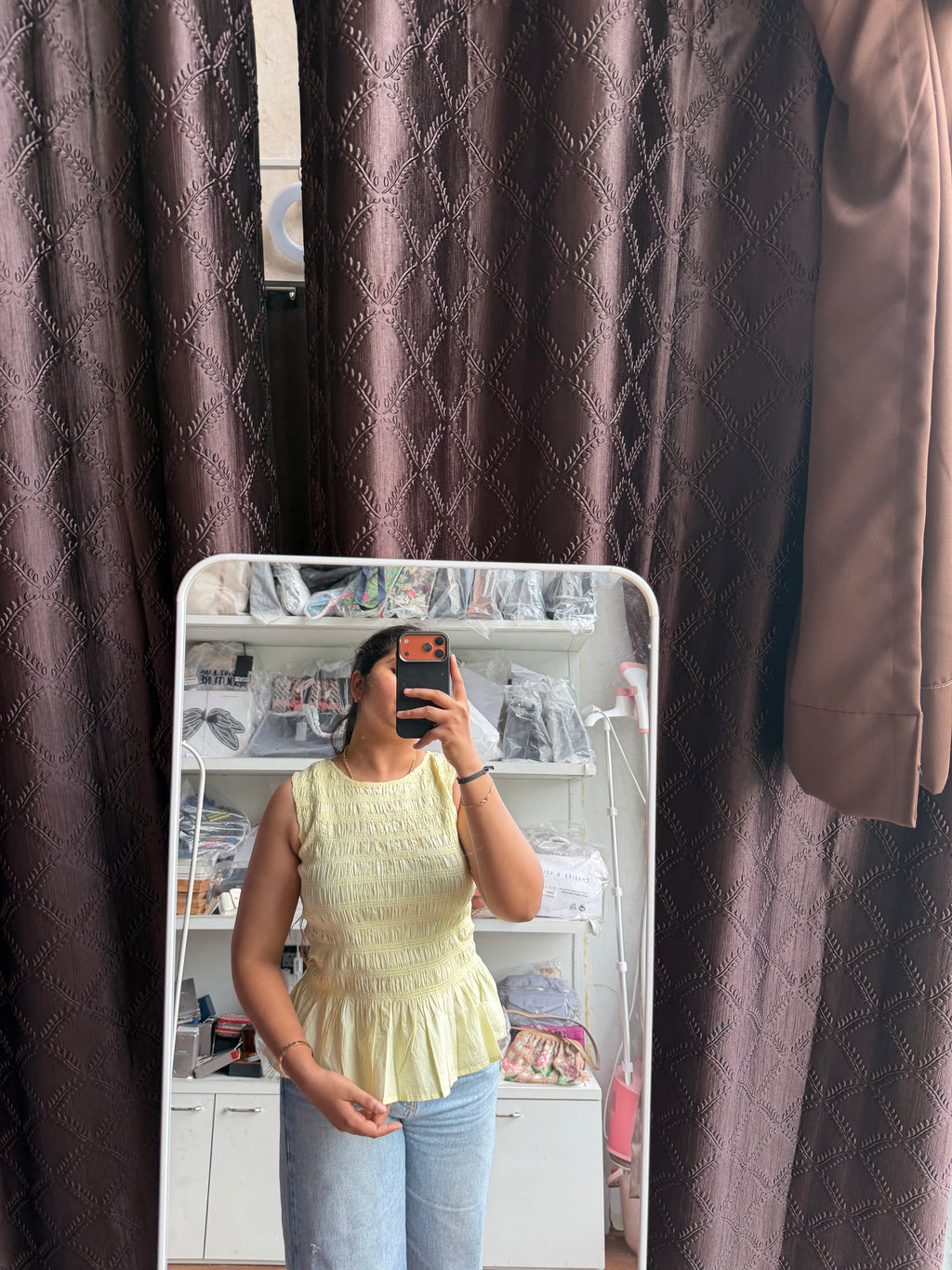 ARGOS BUTTER YELLOW SHIRRED TOP