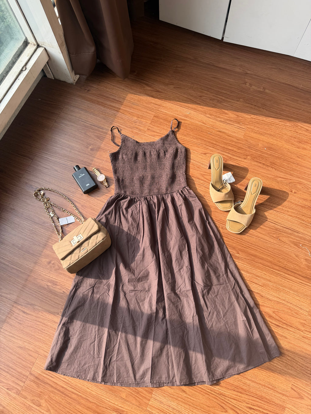 AMELIA SMOKEY BROWN DRESS
