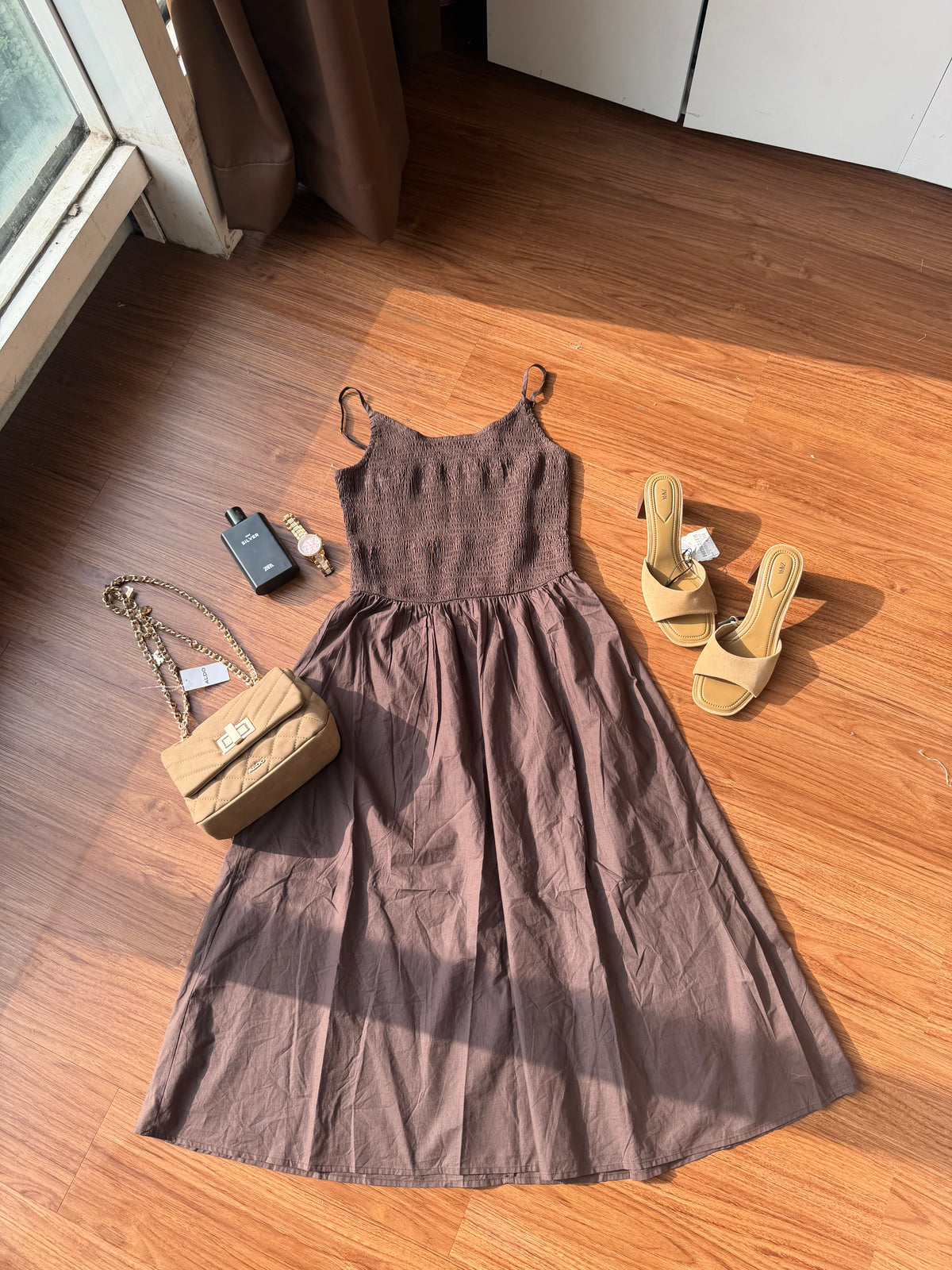 AMELIA SMOKEY BROWN DRESS
