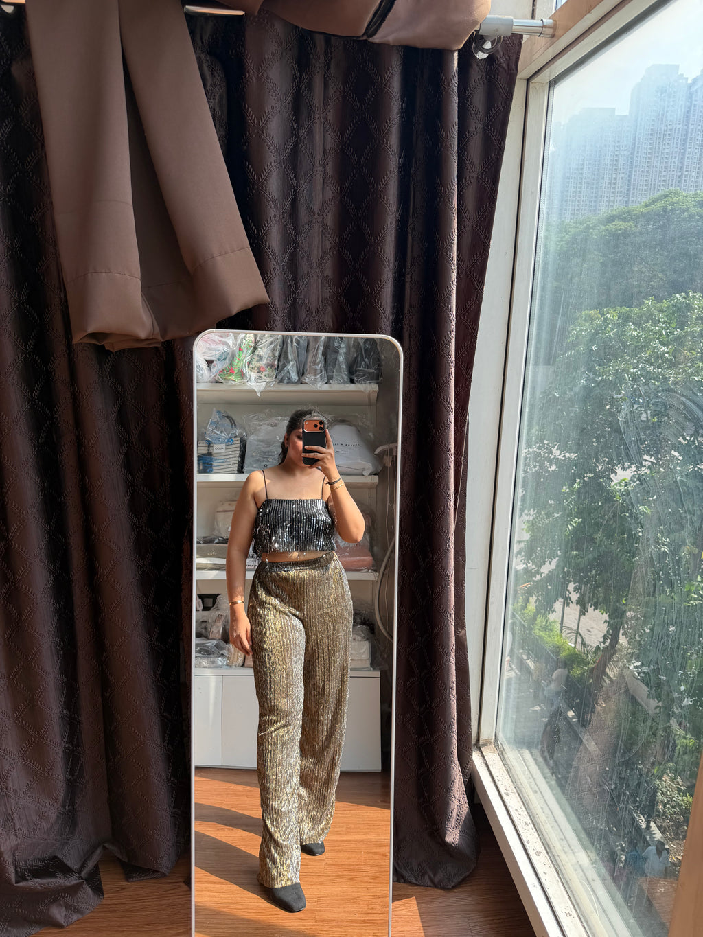 KIABI METALLIC PANT WITH LINING