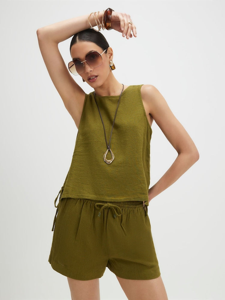 RIVER ISLAND LINEN BLEND COORD SET