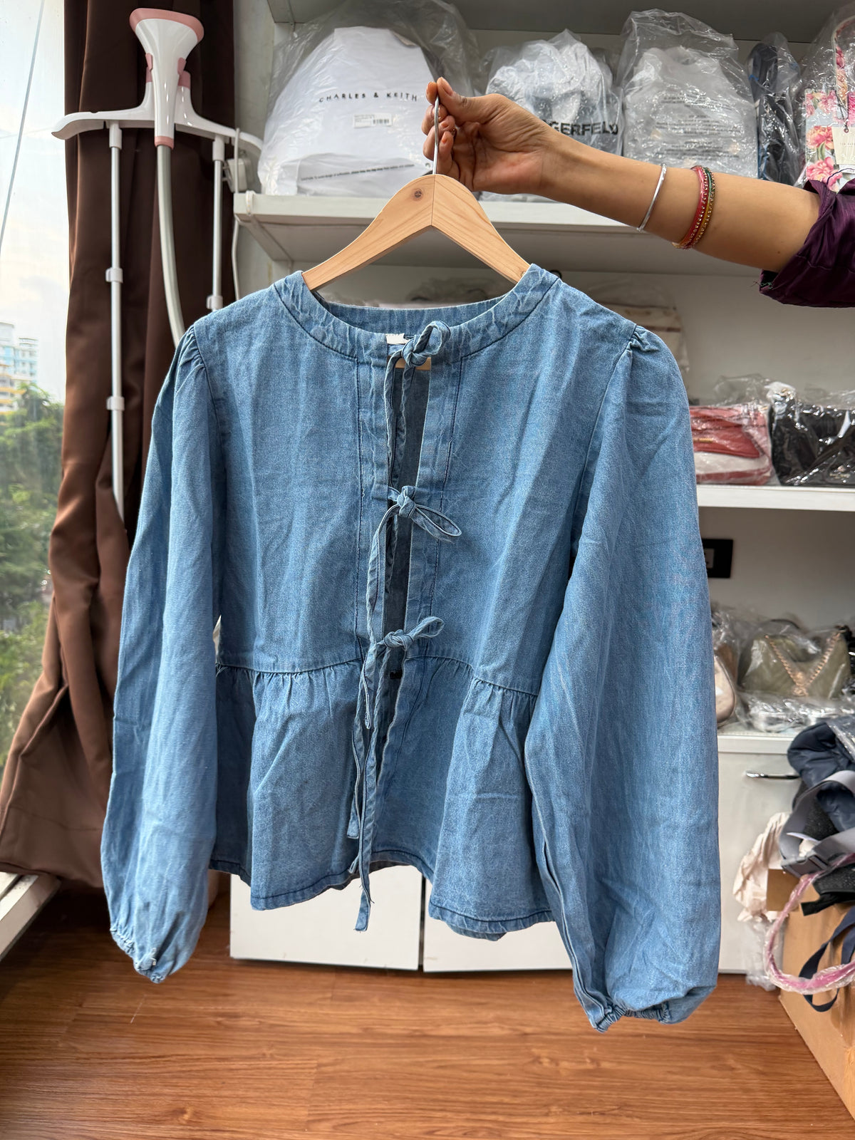 JOHN LEWIS DENIM BOW TIE TOP