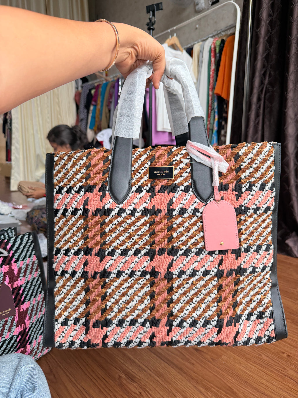 KATE SPADE Manhattan Plaid Large Tote Bag