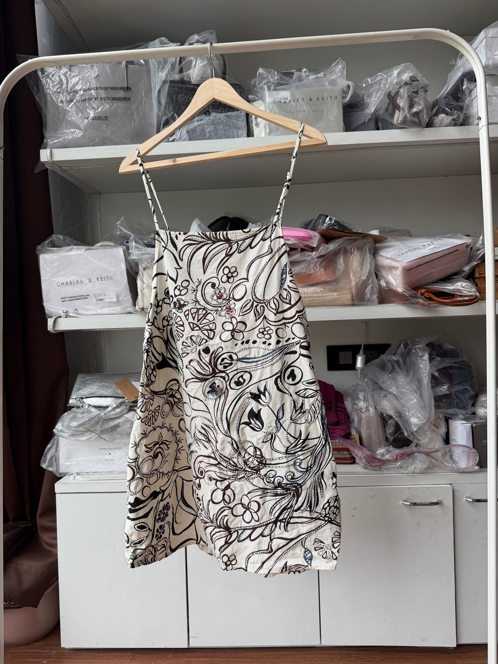 ZARA LINEN EMBELLISHED DRESS