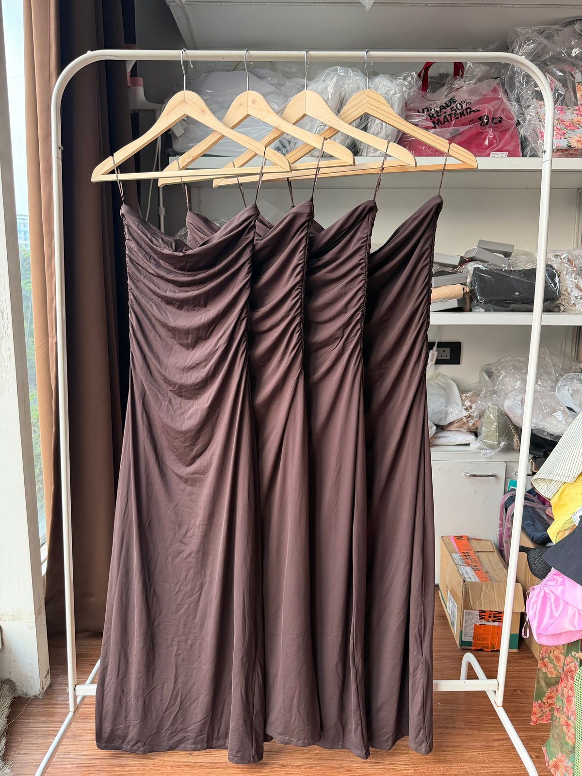 RUCHED BANDEAU MAXI DRESS
