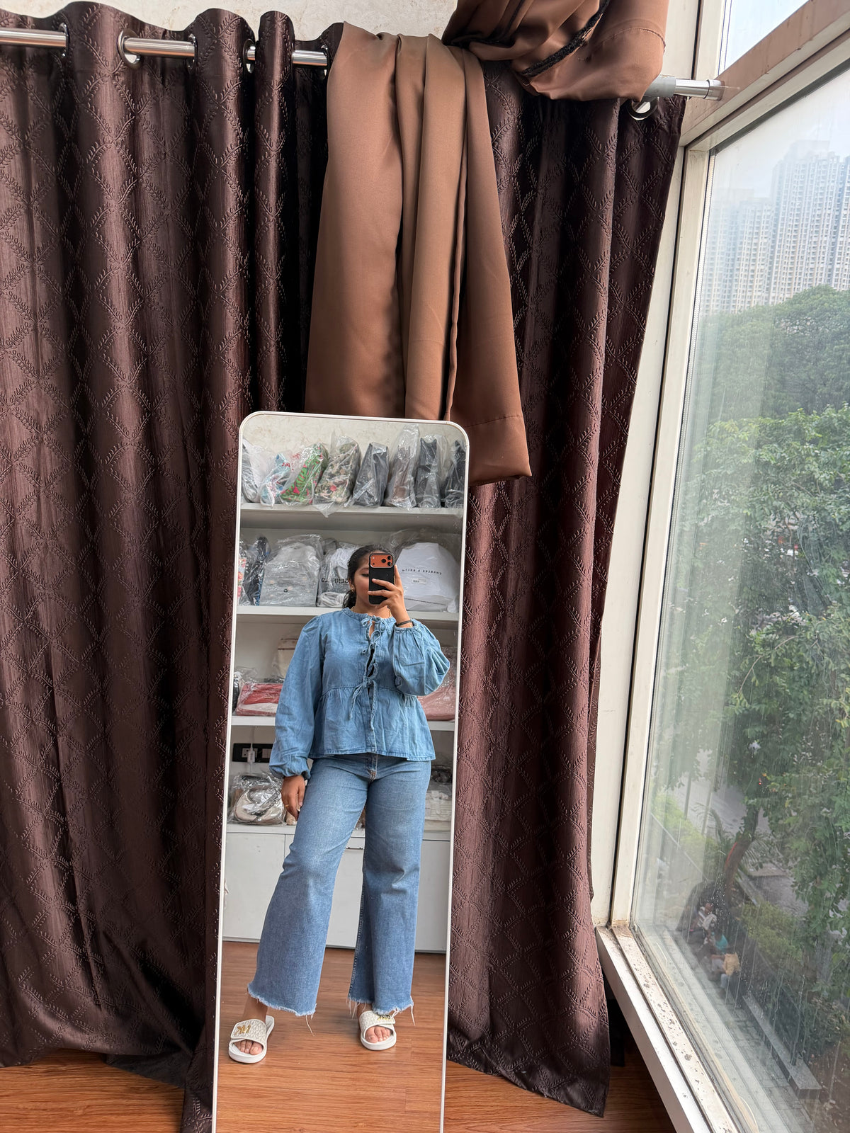 JOHN LEWIS DENIM BOW TIE TOP