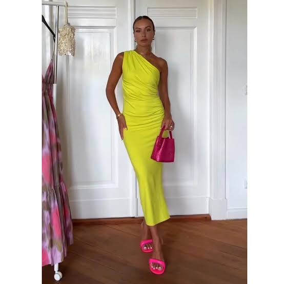 Zara ruched neon dress