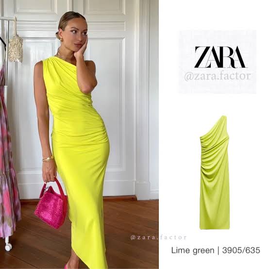 Zara ruched neon dress
