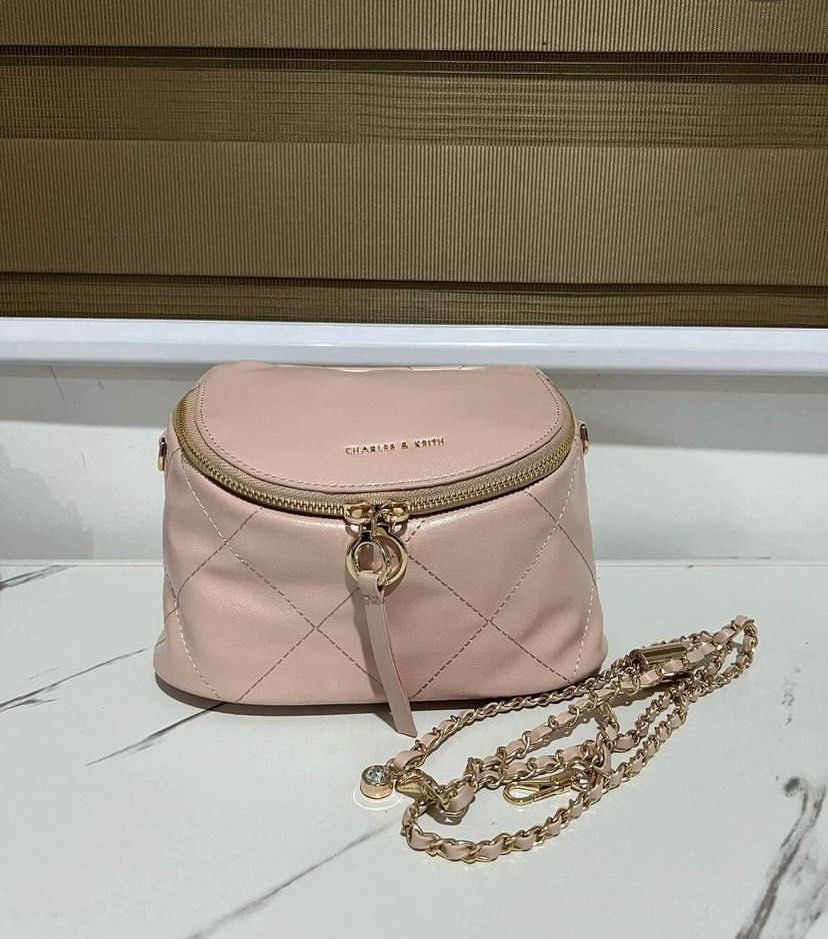White Quilted Charles & Keith Apfra Vanity Crossbody Bag