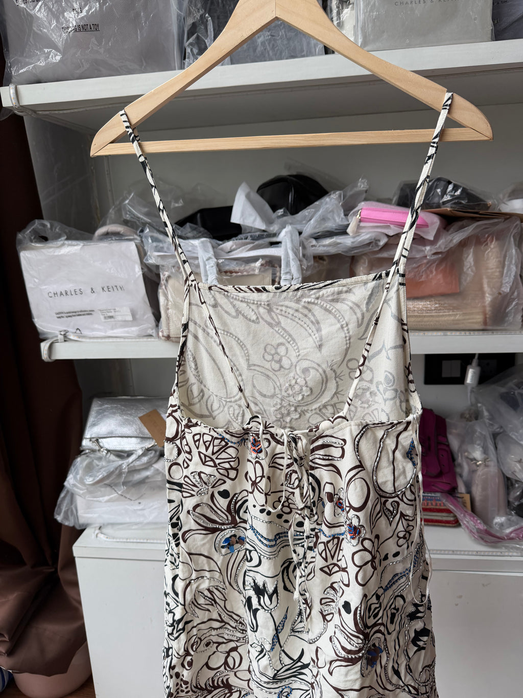ZARA LINEN EMBELLISHED DRESS