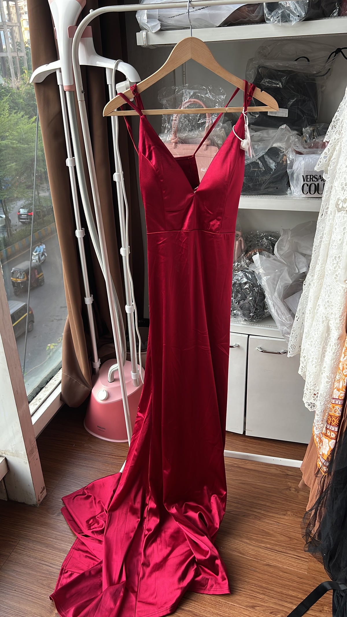 Urbanic red velvet dress