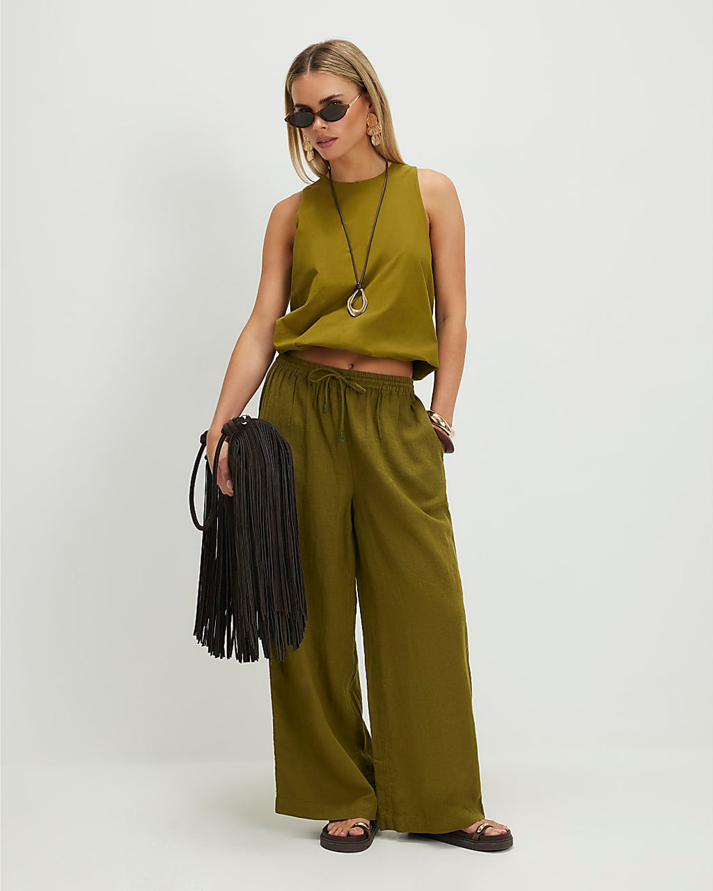 RIVER ISLAND LINEN BLEND COORD SET