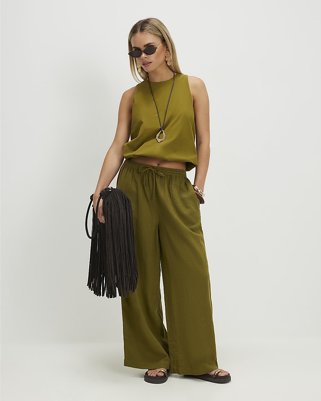 RIVER ISLAND LINEN BLEND COORD SET