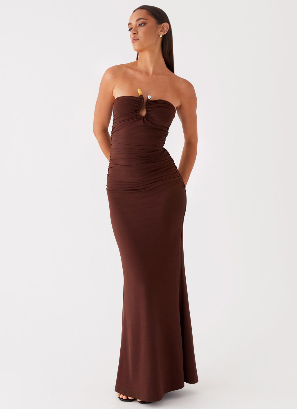 RUCHED BANDEAU MAXI DRESS
