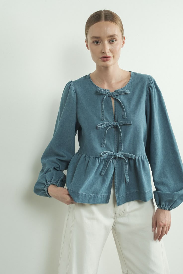 JOHN LEWIS DENIM BOW TIE TOP