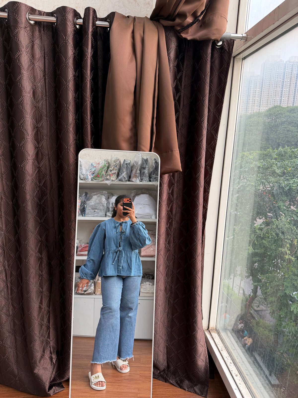 JOHN LEWIS DENIM BOW TIE TOP