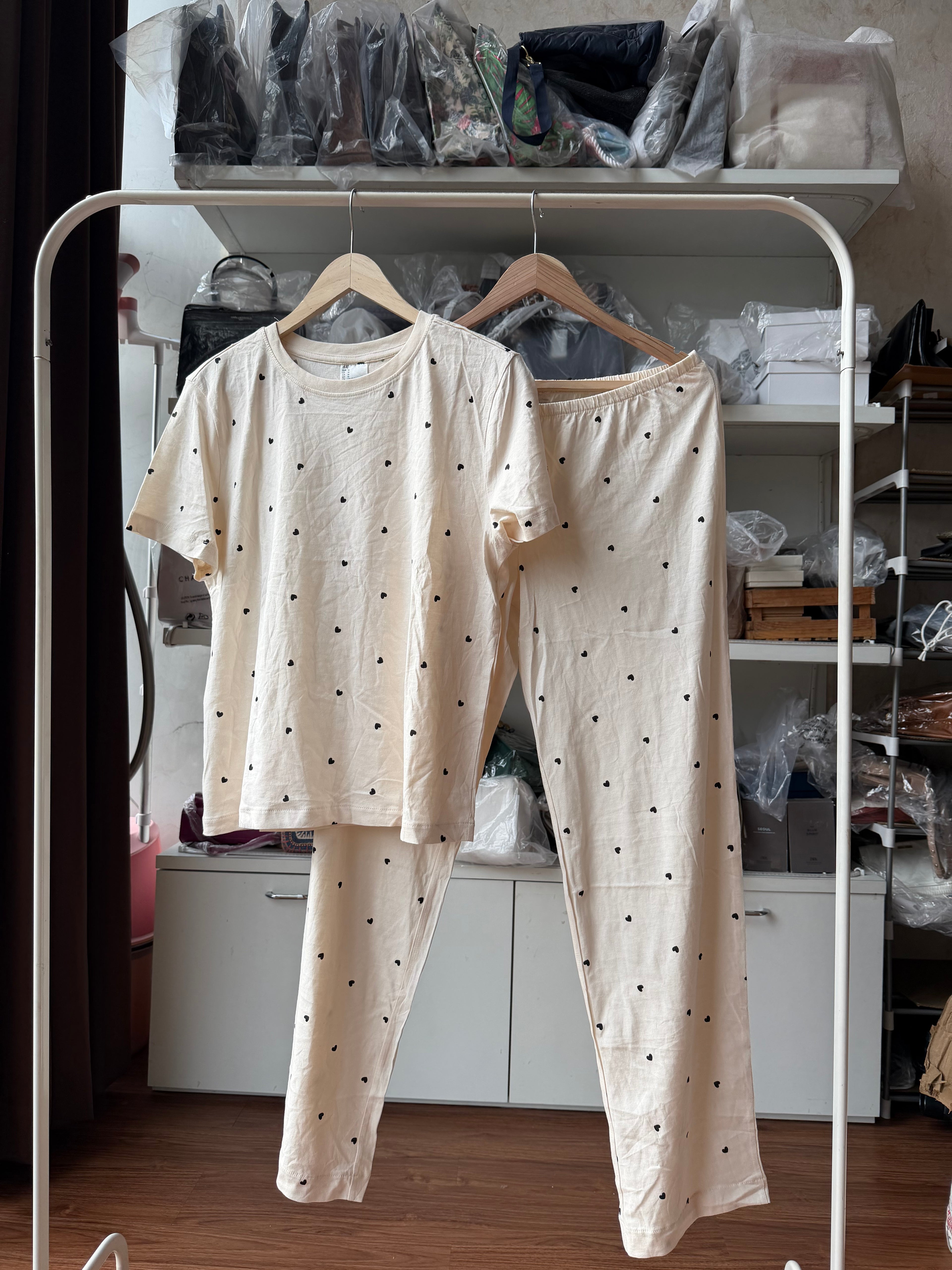 H&M NIGHT SET HEART PRINT