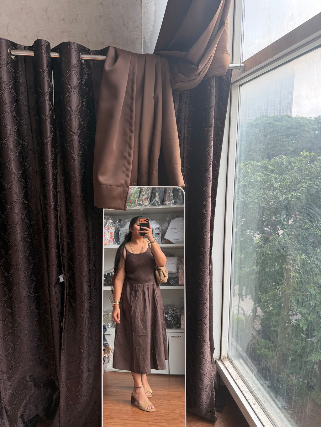 AMELIA SMOKEY BROWN DRESS