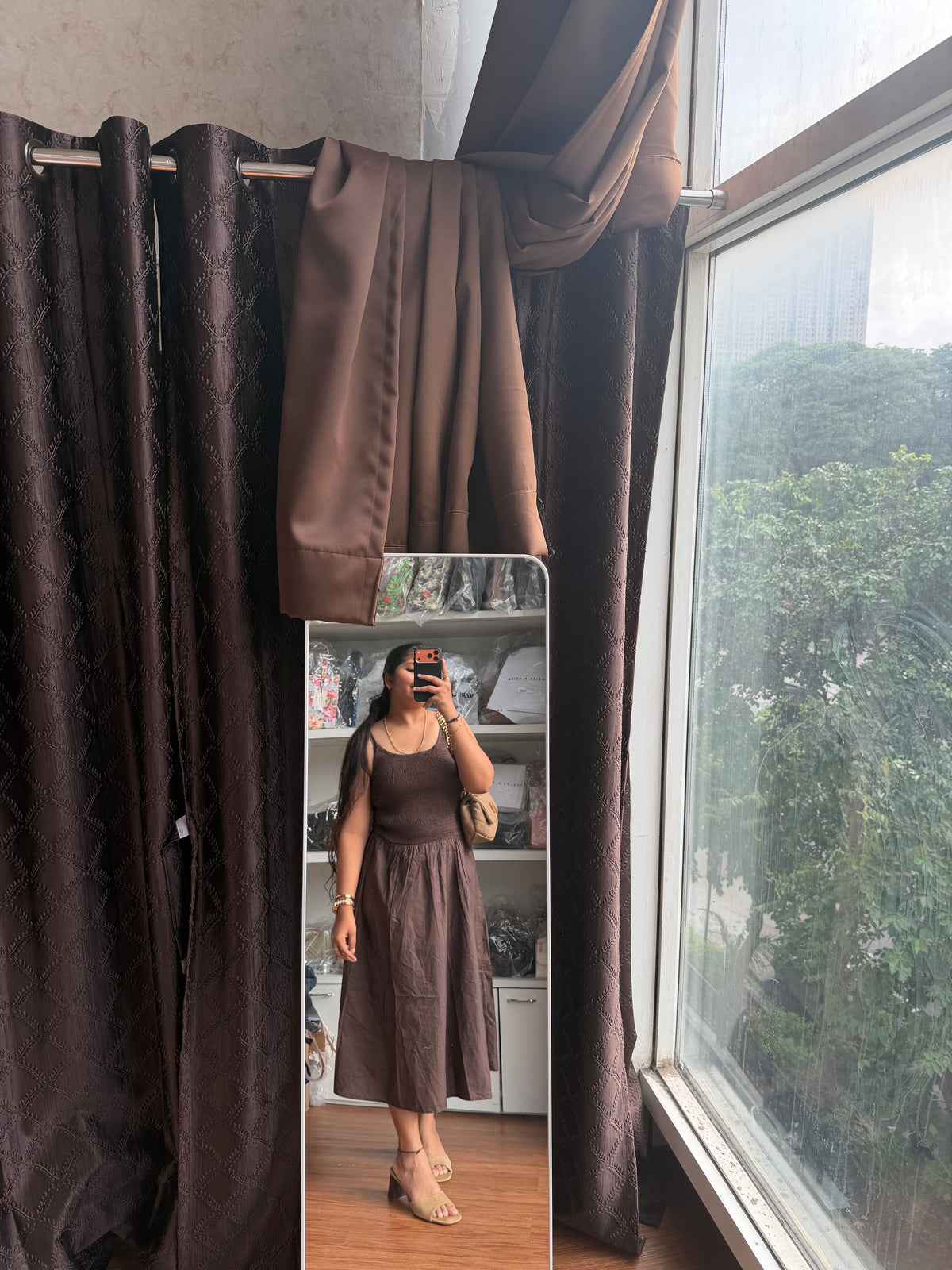 AMELIA SMOKEY BROWN DRESS