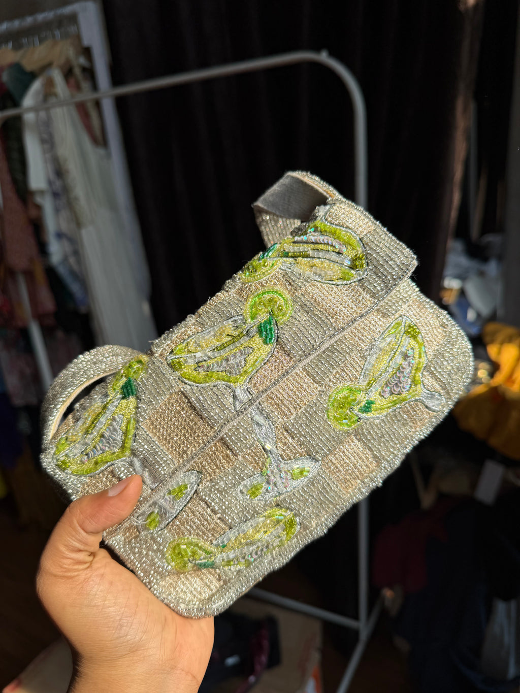 ANTHROPROLOGIE CHAMPAGNE BAG