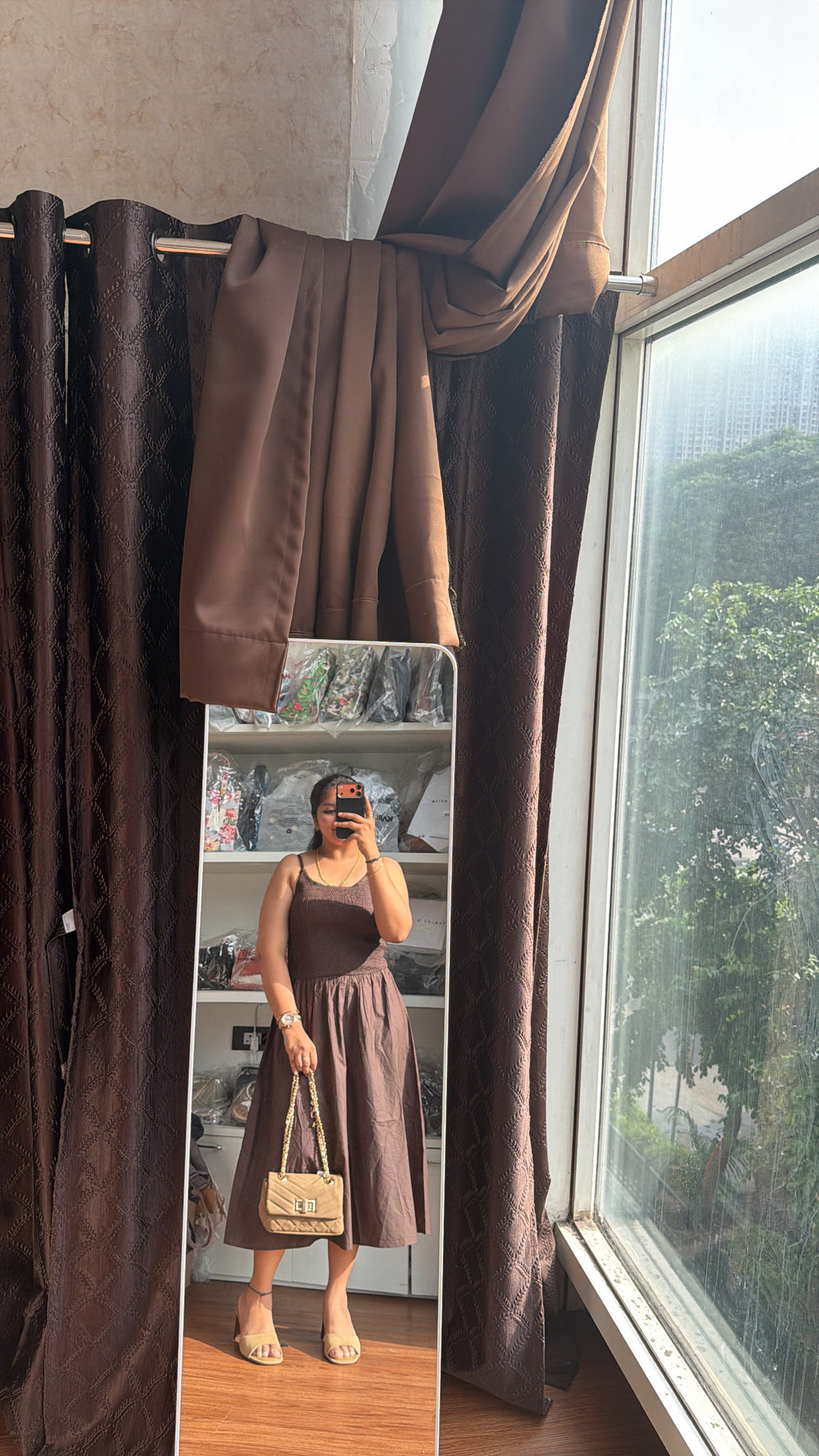 AMELIA SMOKEY BROWN DRESS