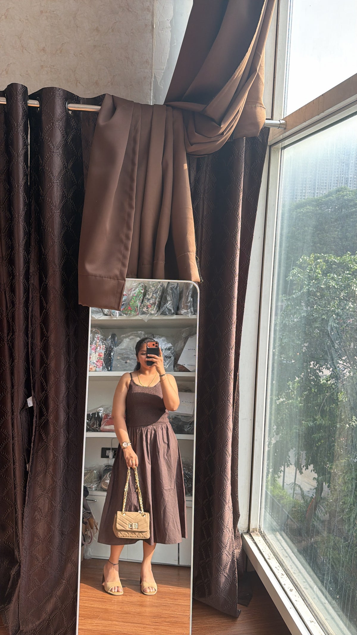 AMELIA SMOKEY BROWN DRESS