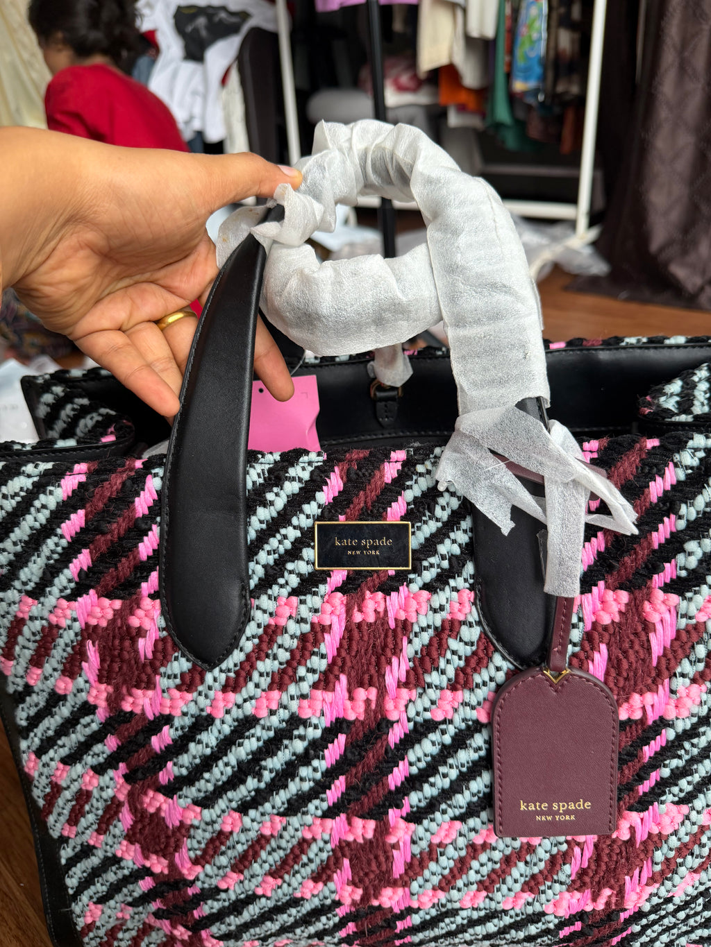 KATE SPADE Manhattan Plaid Large Tote Bag