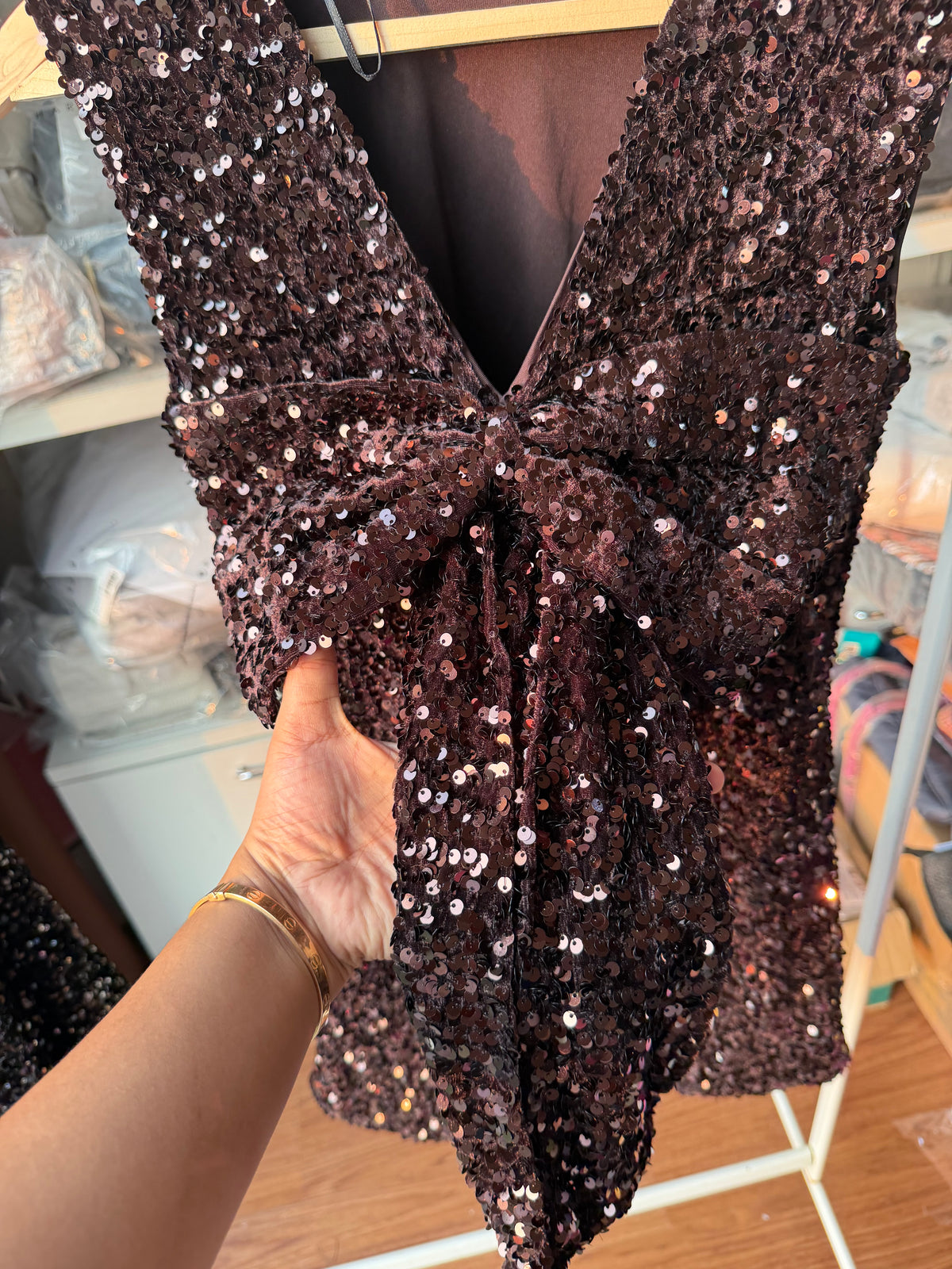 H&M brown sequin dress