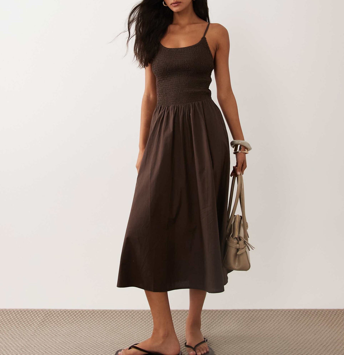 AMELIA SMOKEY BROWN DRESS