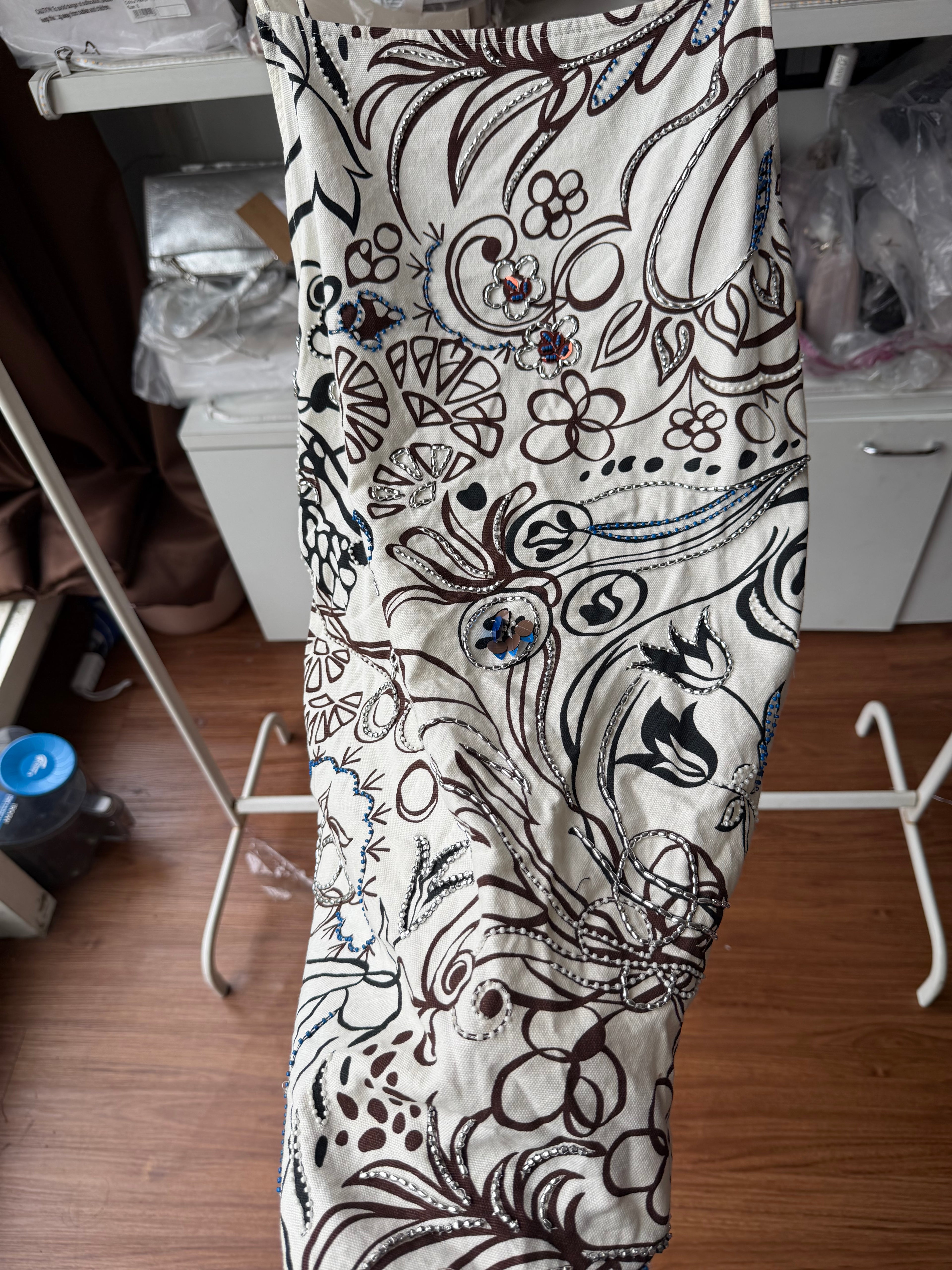 ZARA LINEN EMBELLISHED DRESS