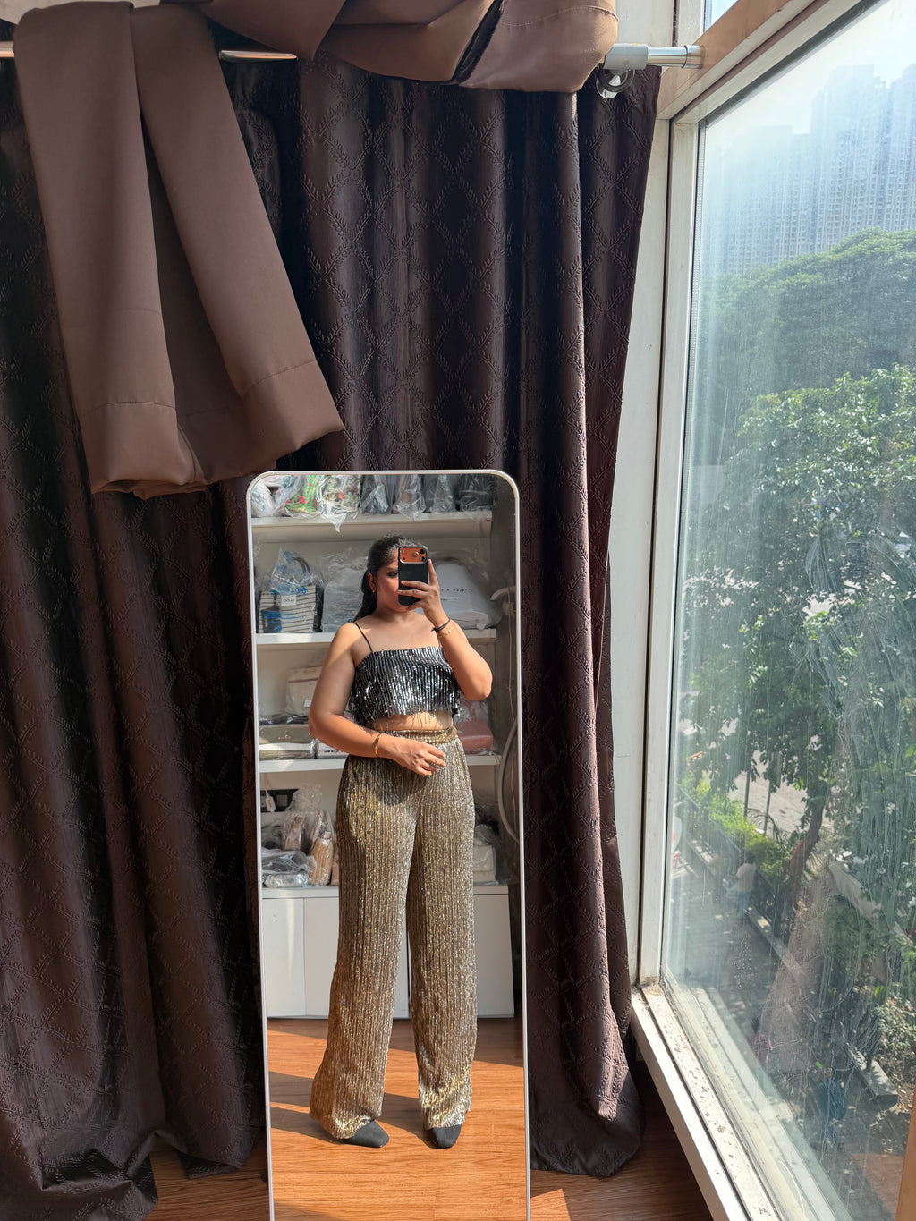 KIABI METALLIC PANT WITH LINING