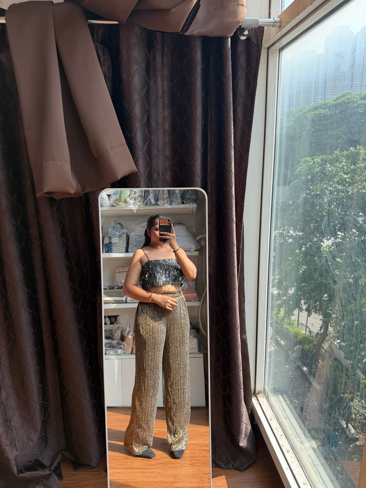 KIABI METALLIC PANT WITH LINING
