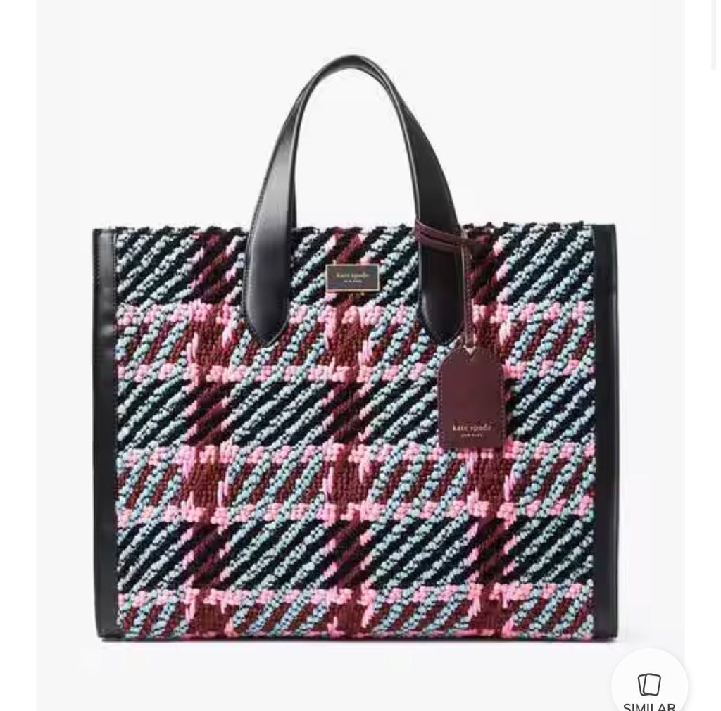 KATE SPADE Manhattan Plaid Large Tote Bag