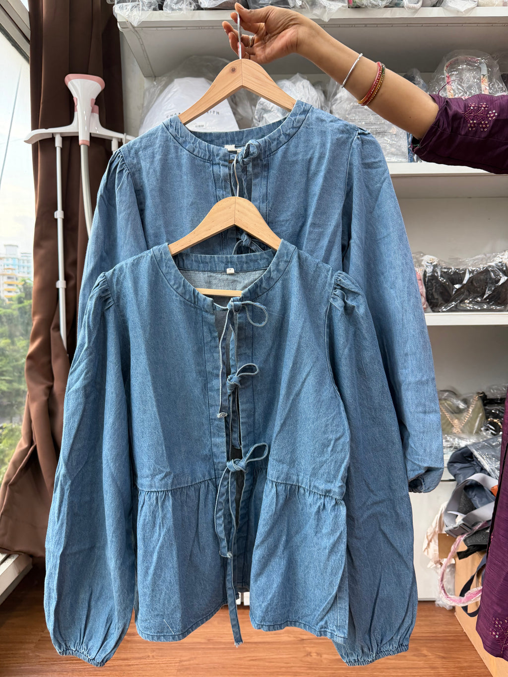 JOHN LEWIS DENIM BOW TIE TOP