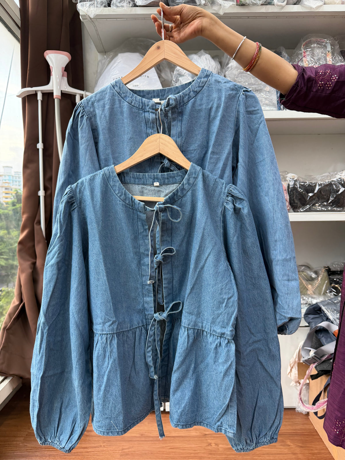 JOHN LEWIS DENIM BOW TIE TOP