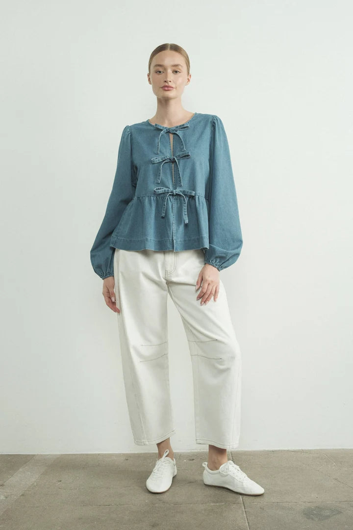 JOHN LEWIS DENIM BOW TIE TOP