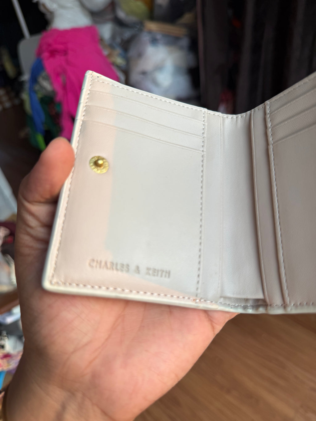 CHARLES AND KEITH midori geometric top zip wallet