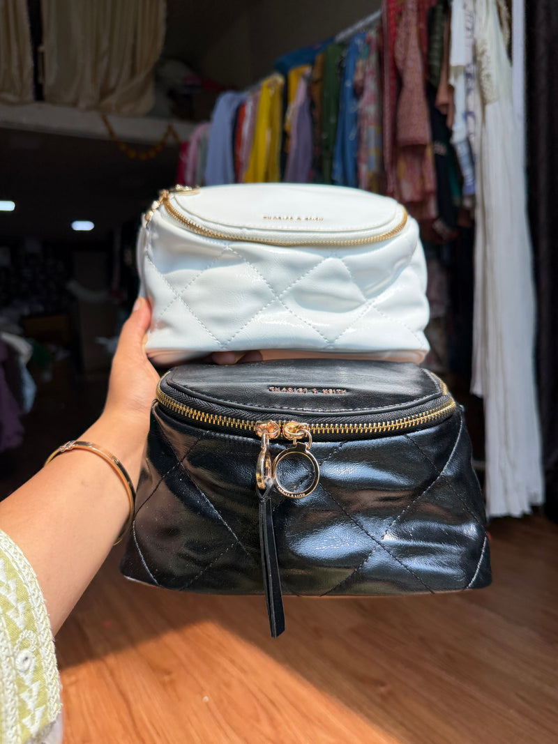 White Quilted Charles & Keith Apfra Vanity Crossbody Bag