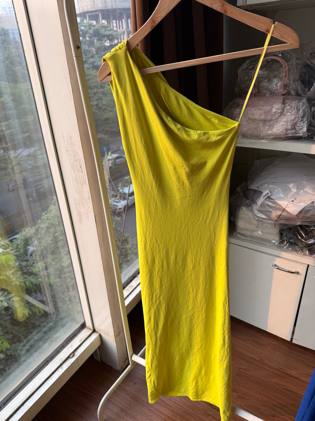 Zara ruched neon dress
