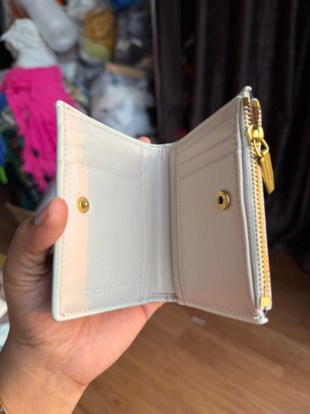 CHARLES AND KEITH midori geometric top zip wallet