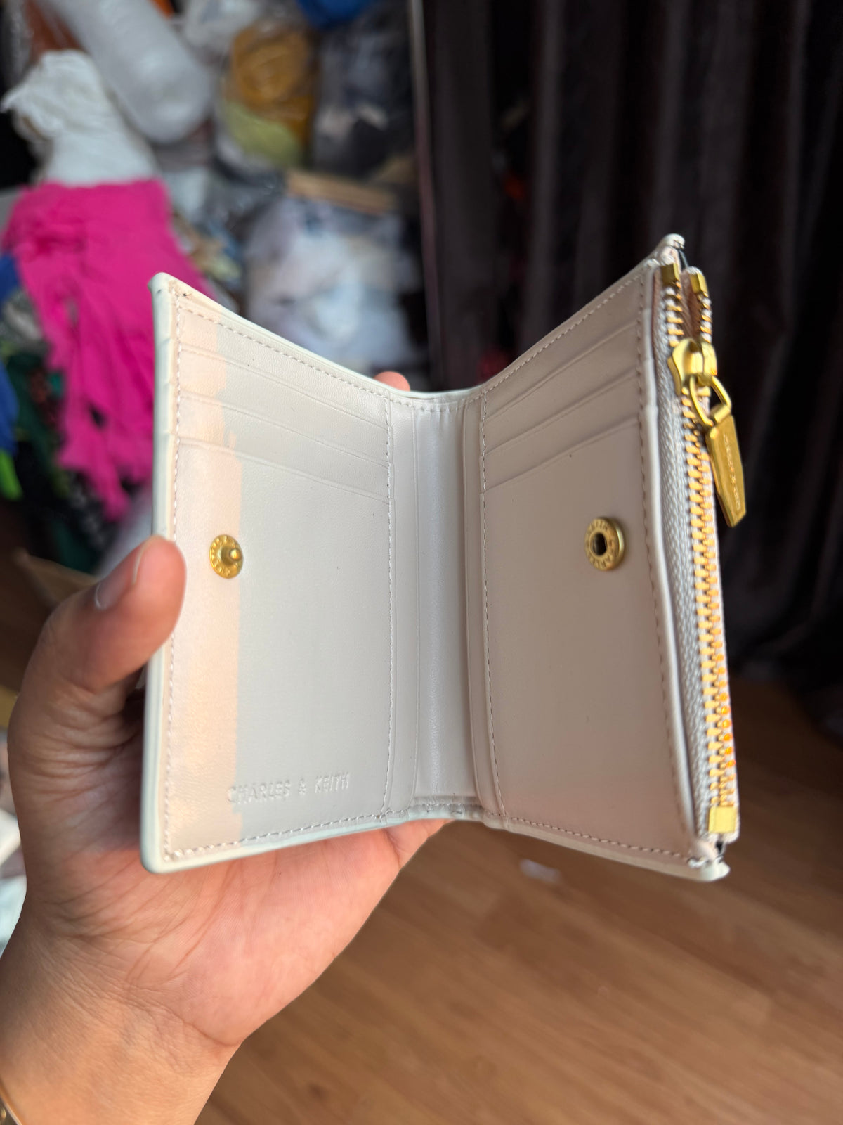 CHARLES AND KEITH midori geometric top zip wallet