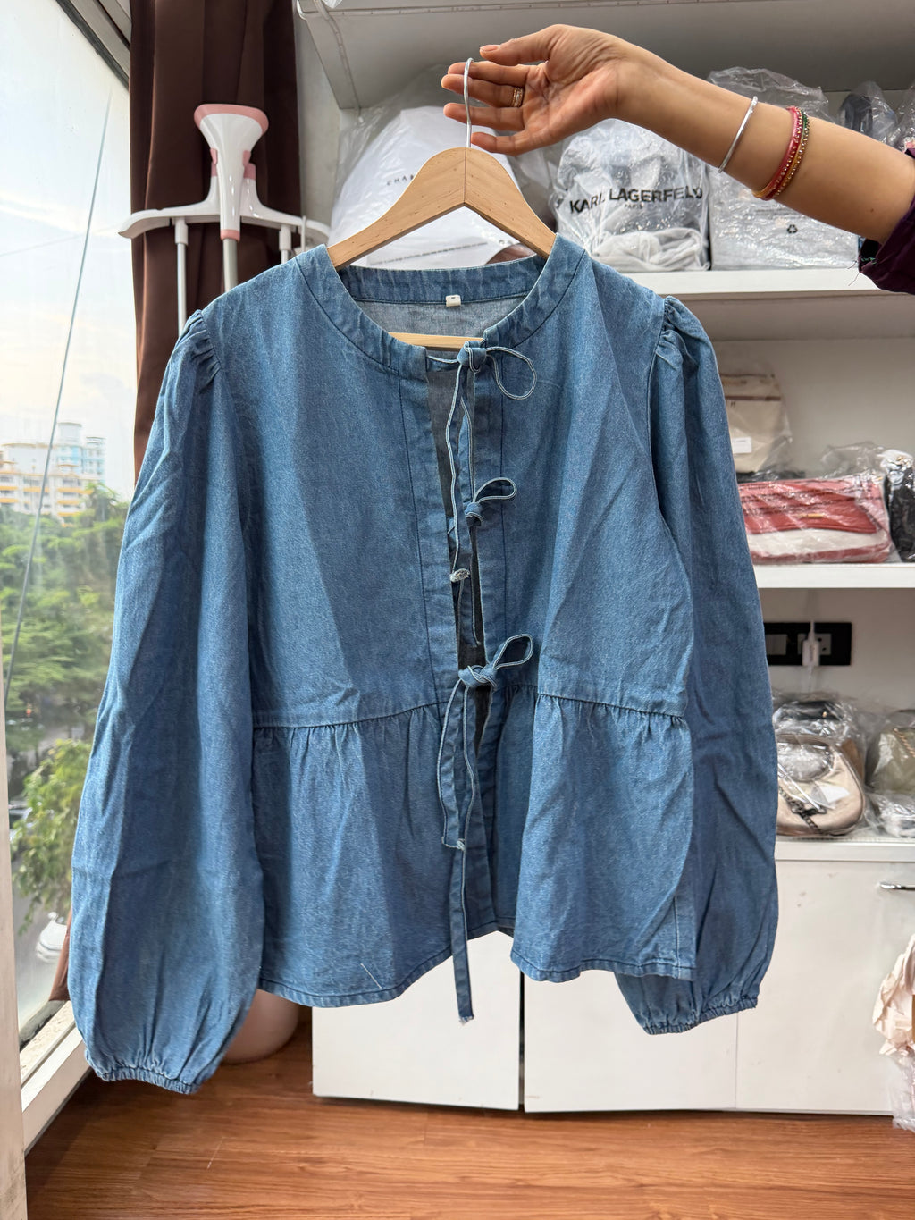 JOHN LEWIS DENIM BOW TIE TOP